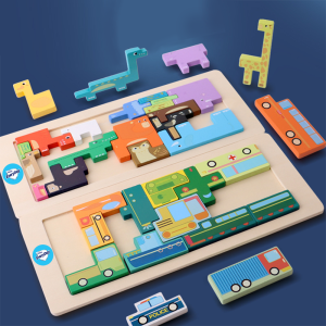 Wooden Animal and Vehicle Puzzle Blocks